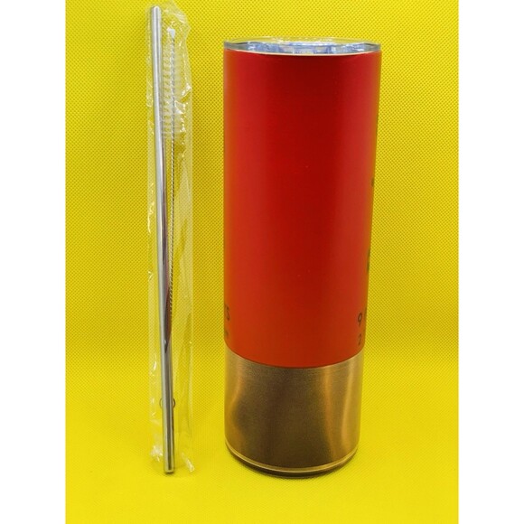 Remington Red Shotgun Shell Stainless Steel Tumbler 20oz Lid Straw & Brush New - Picture 3 of 4